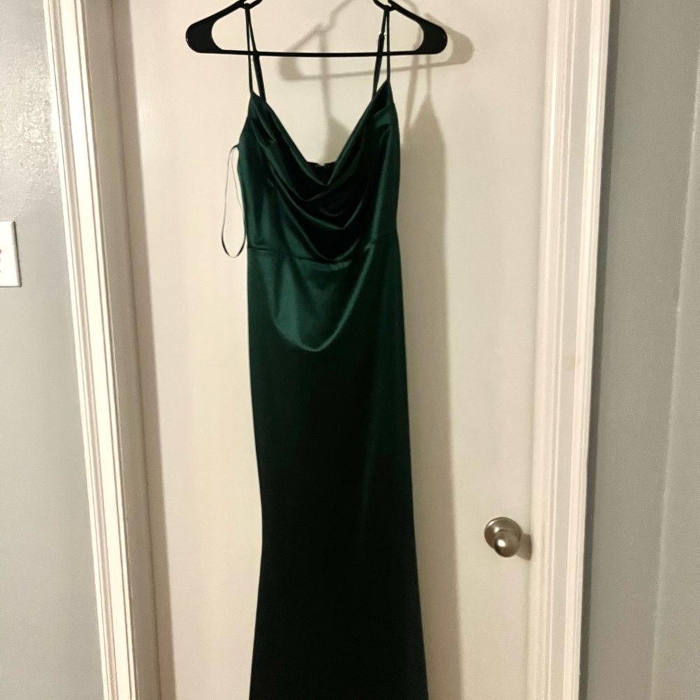 Windsor Green Satin Maxi Dress Cowl Neck